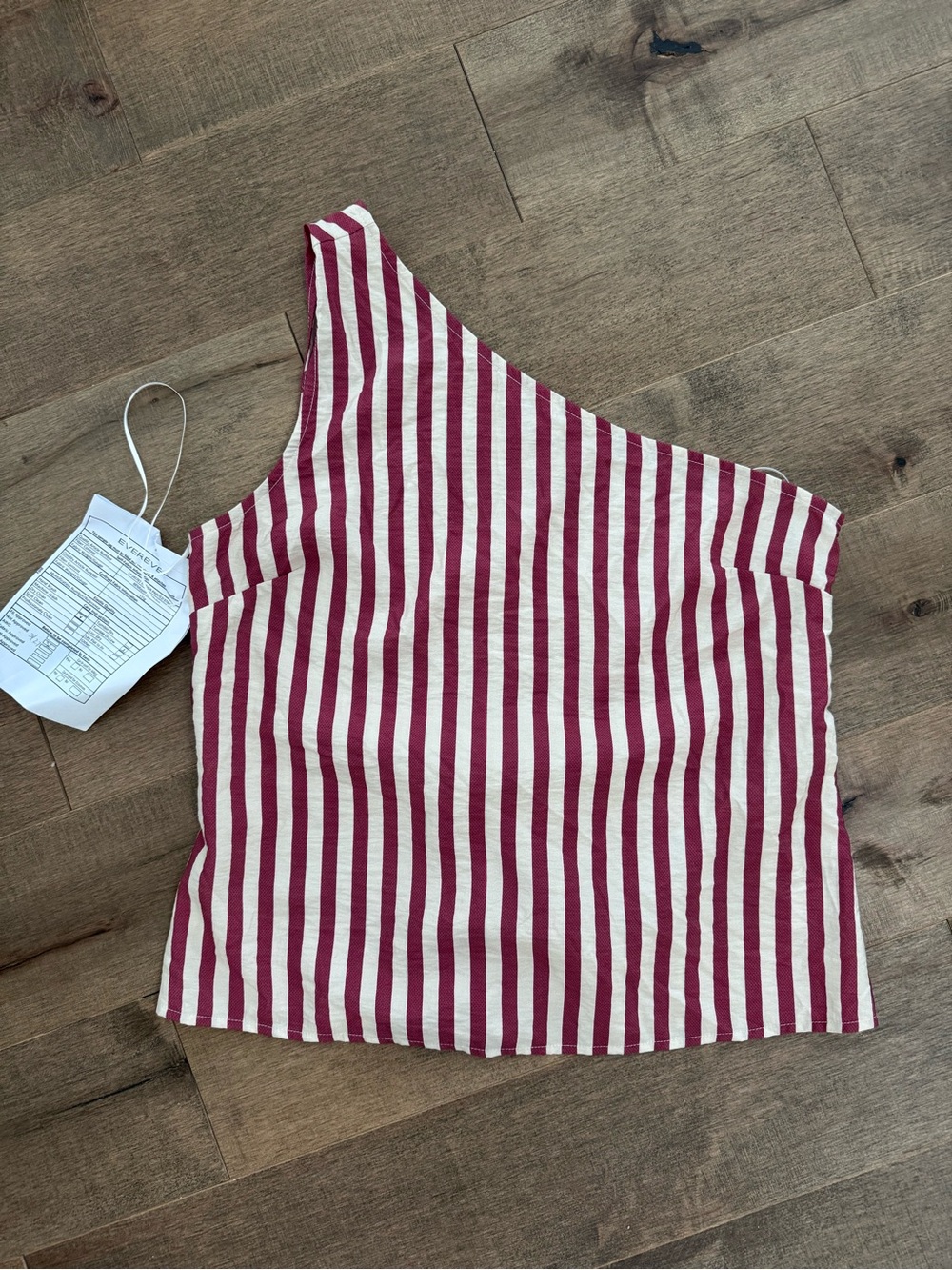 Evereve One-Shoulder Striped Tank Top - Red & Cream